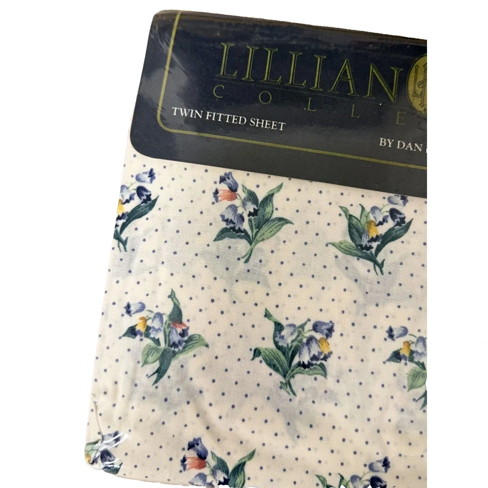 Lillian August Dan River Floral Polka Dot No-iron Percale Twin Fitted Sheet NEW